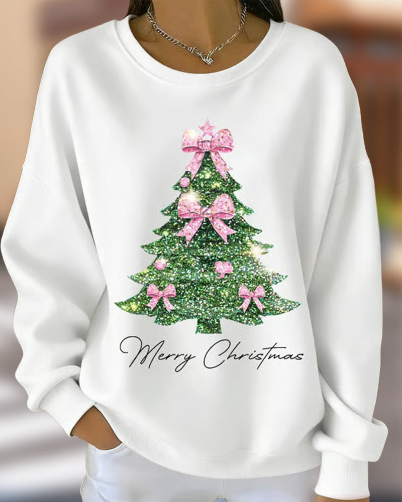 Grace™ - Round Neck Long Sleeve Christmas Print Sweatshirt