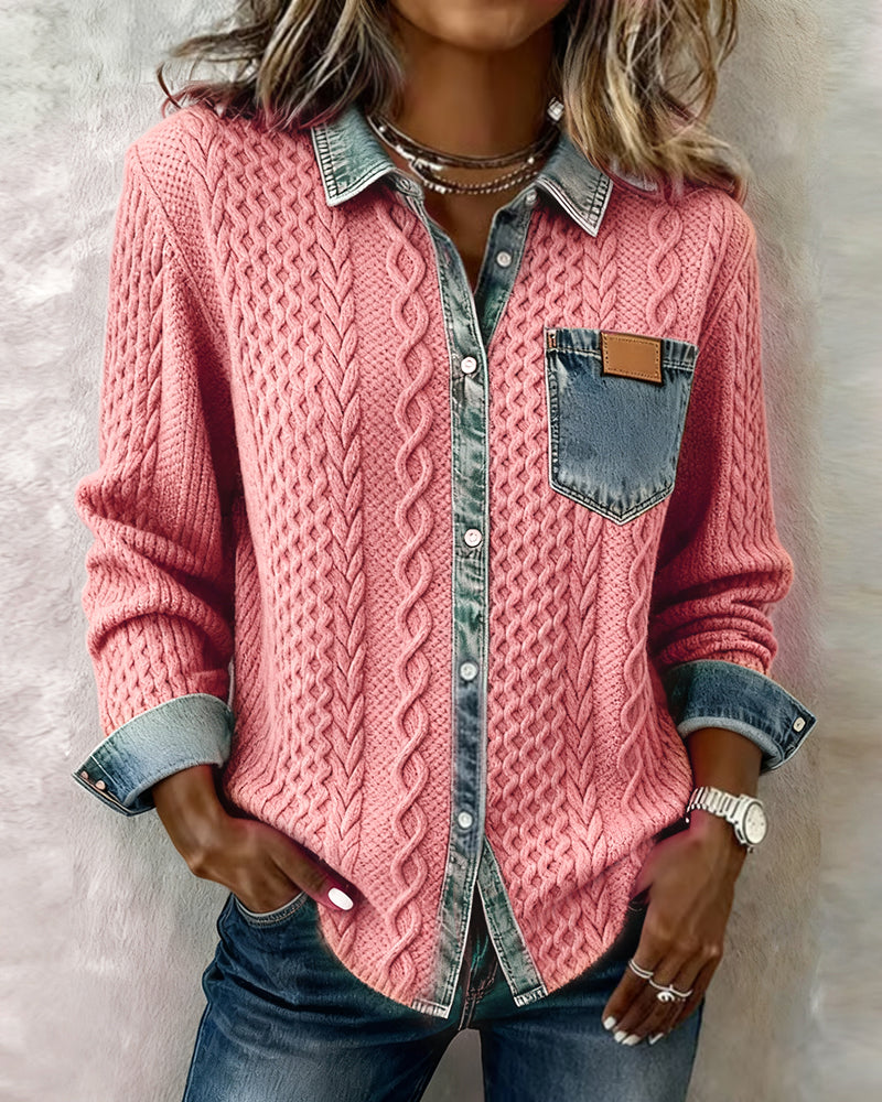 Grace™ - Shirt with Long Sleeves and Denim Details