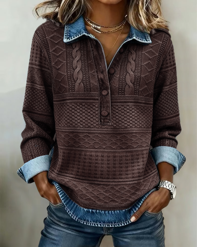 Grace™ - Trendy Sweatshirt with Half Button and Collar
