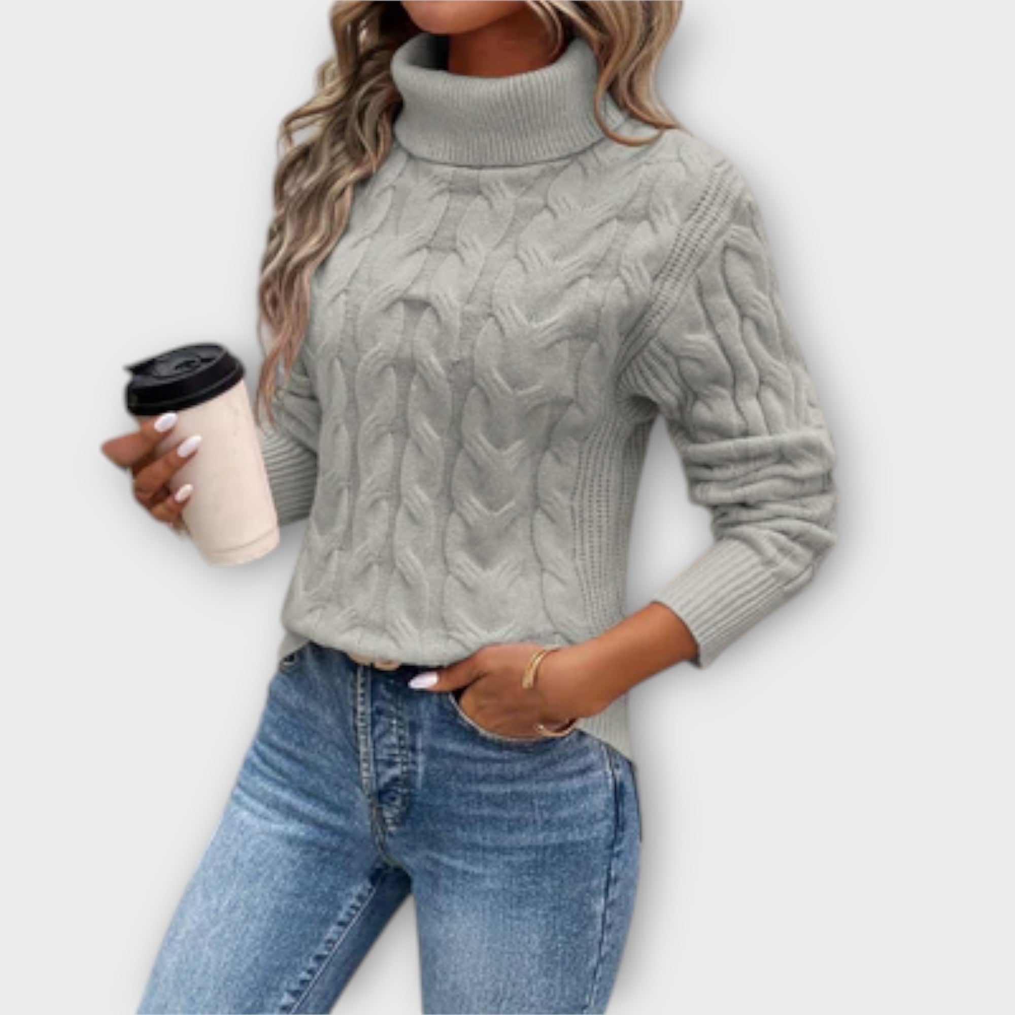 Grace™ – Elegant High Neck Knit Sweater