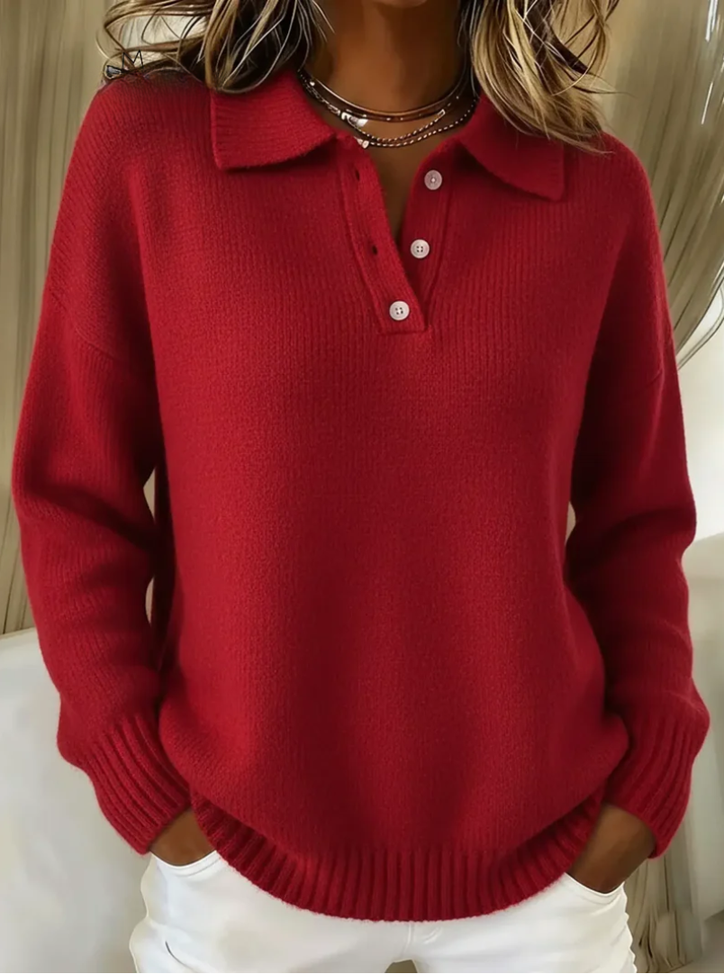 Grace™ - Soft Knit Polo Sweater