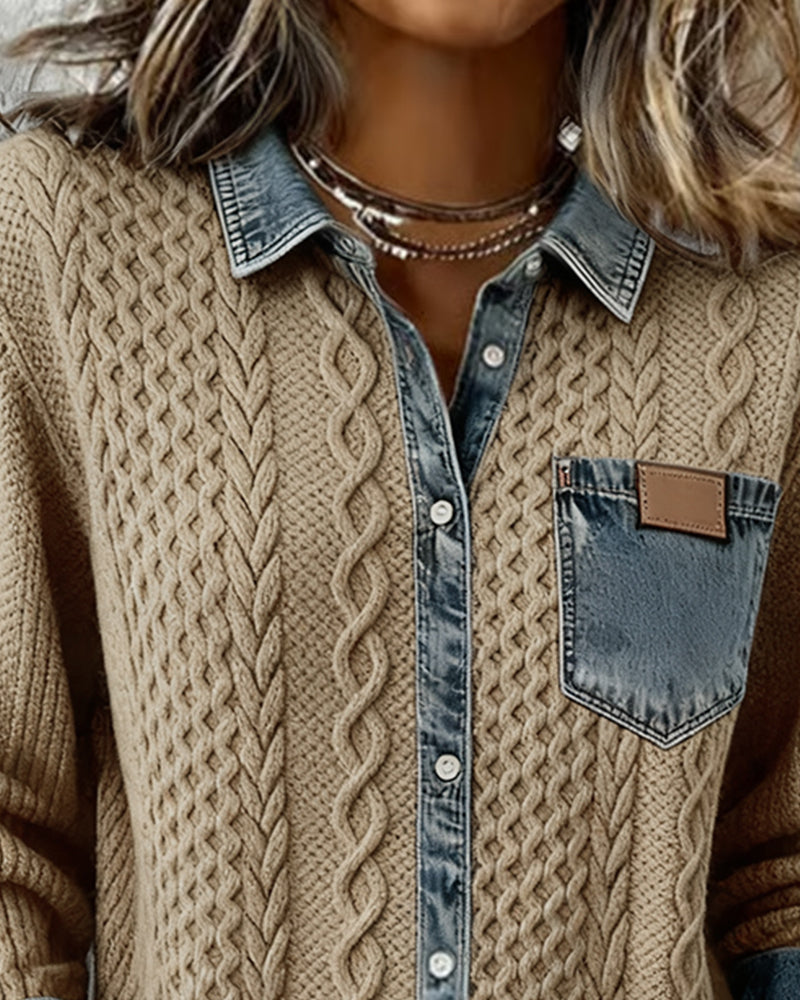 Grace™ - Shirt with Long Sleeves and Denim Details