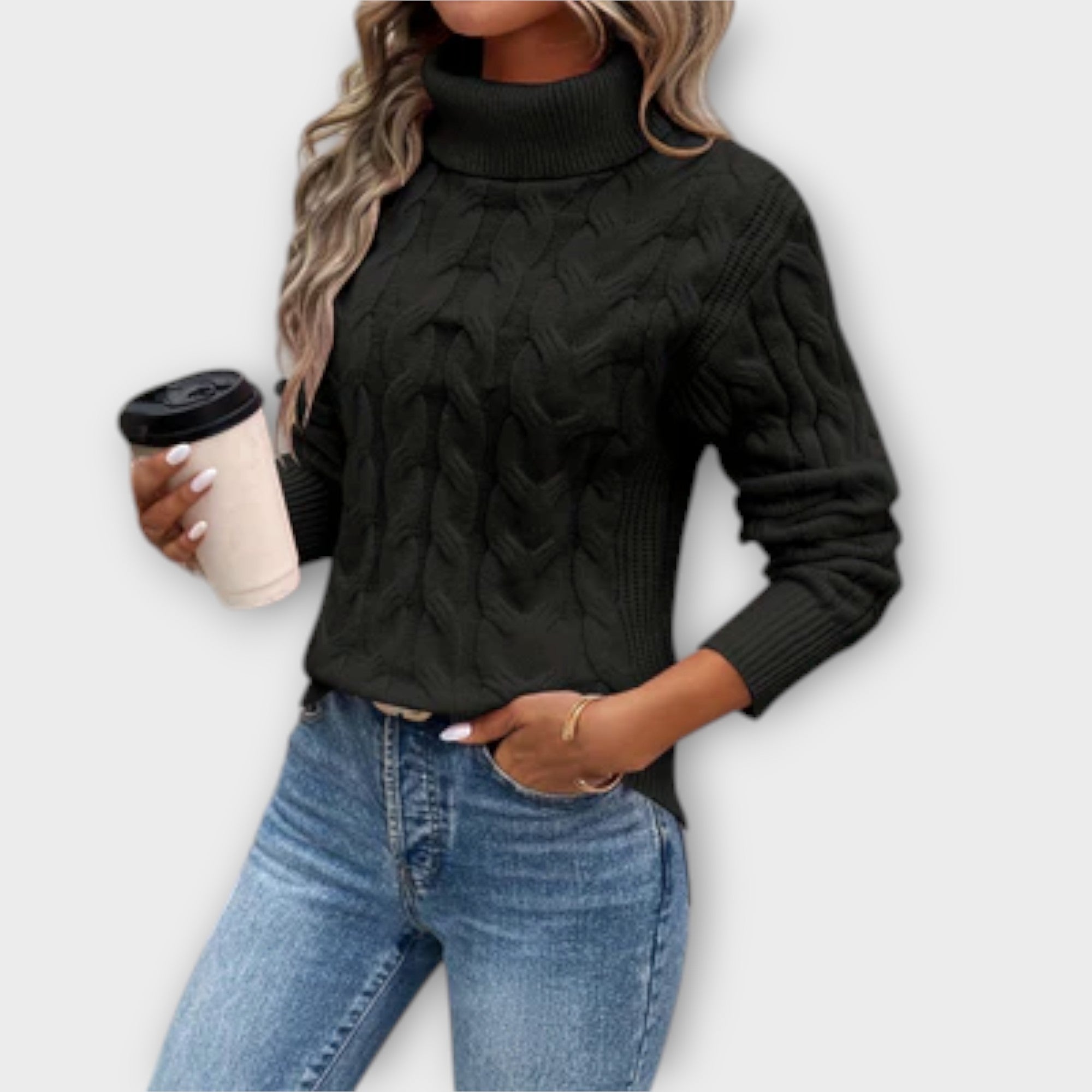 Grace™ – Elegant High Neck Knit Sweater