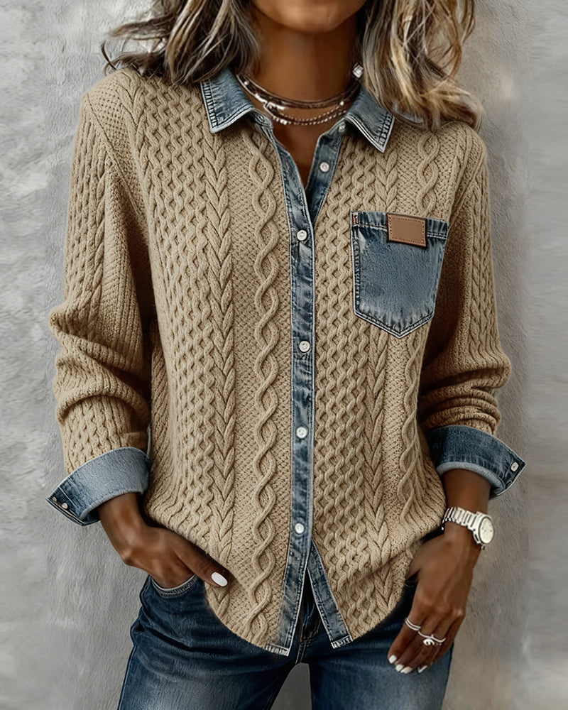 Grace™ - Shirt with Long Sleeves and Denim Details