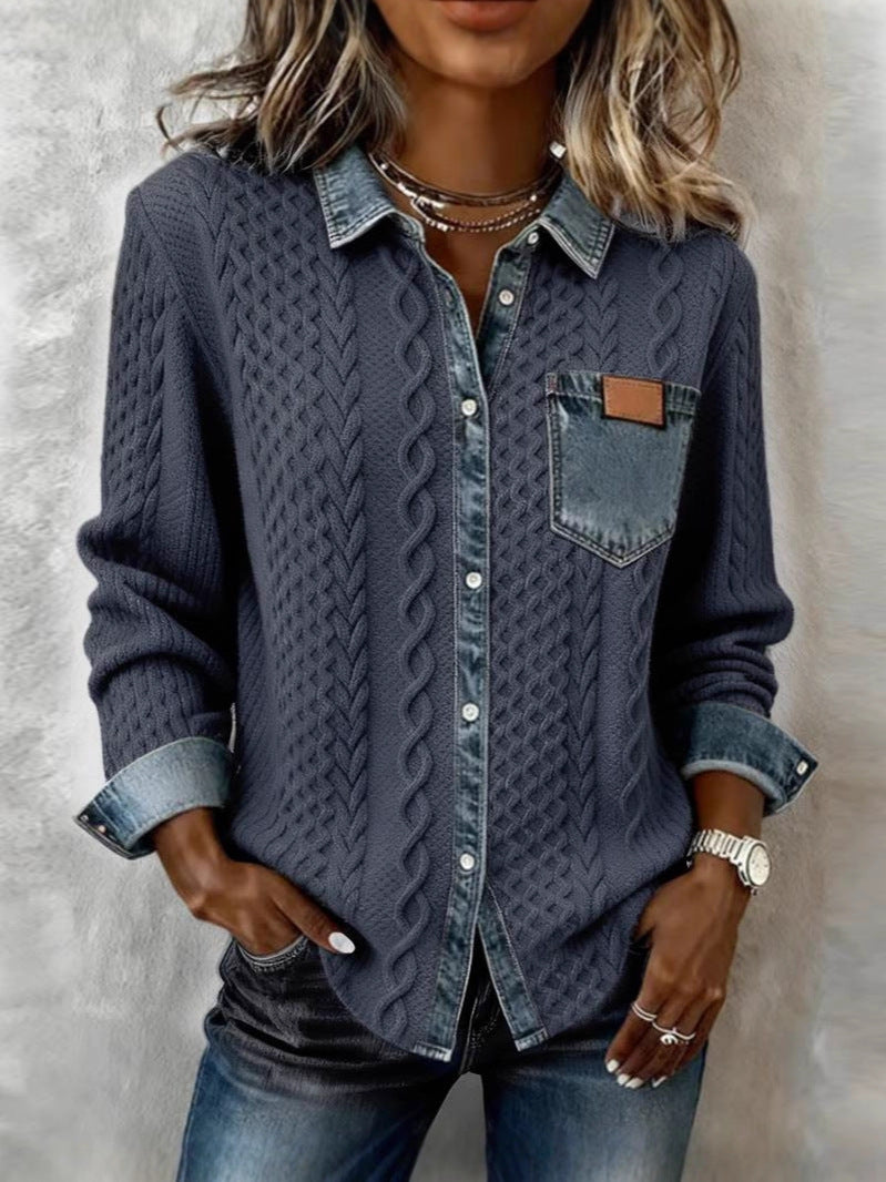 Grace™ - Shirt with Long Sleeves and Denim Details