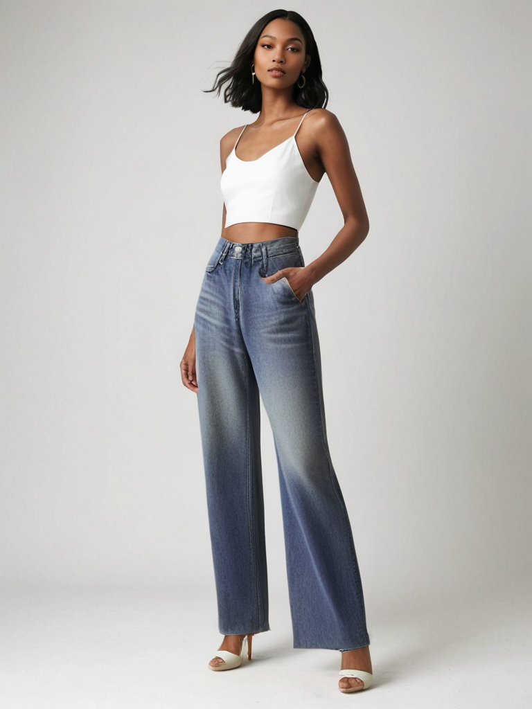 Grace™ | Wide Jeans with Worn Effect