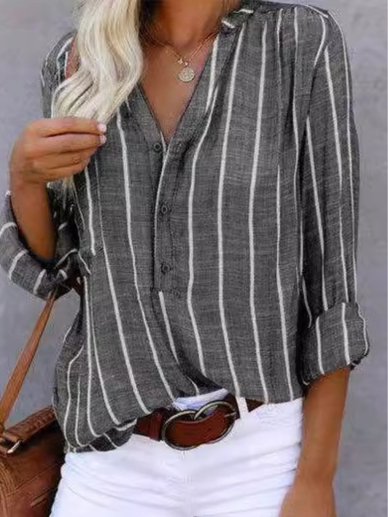 Grace™ Striped Button Blouse