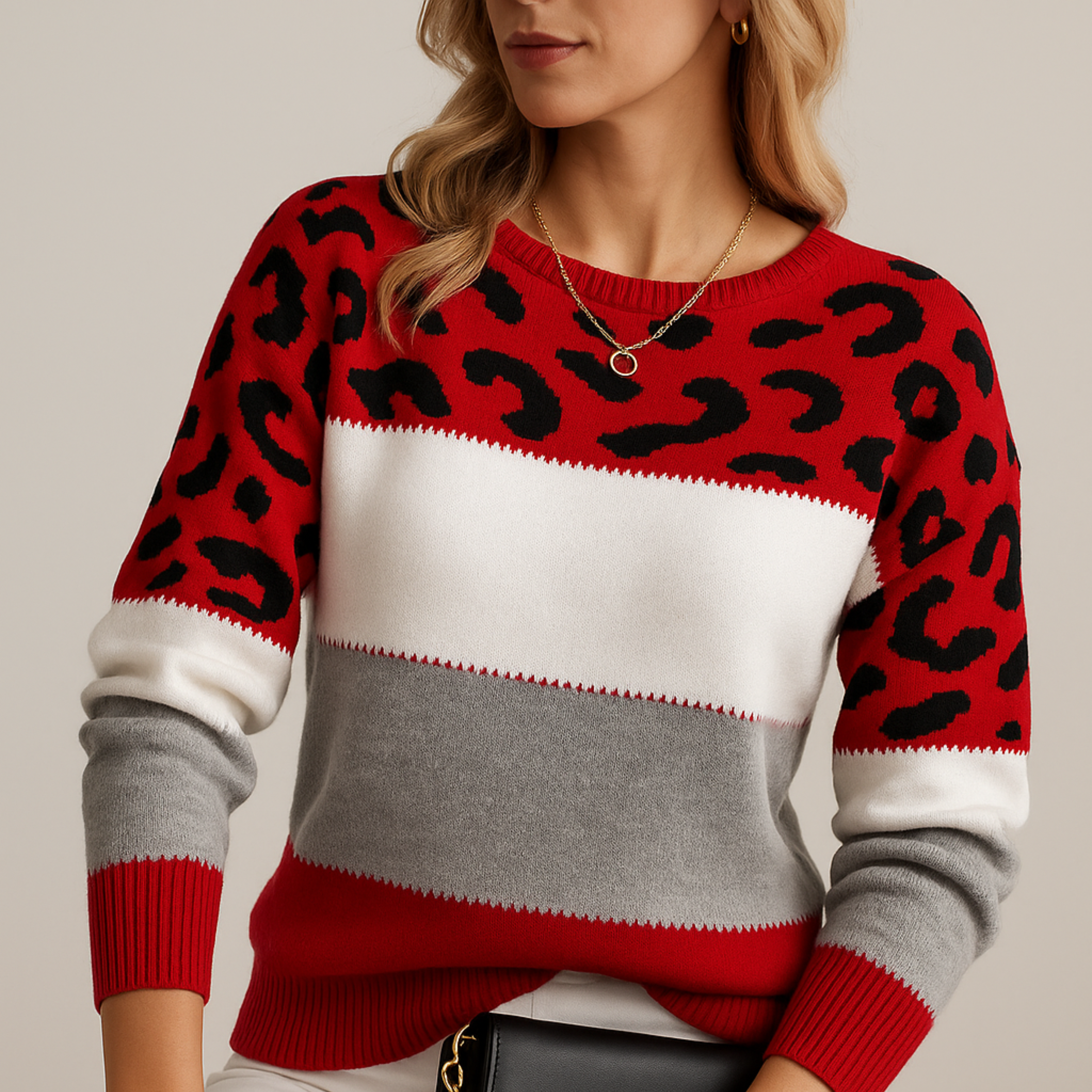 Grace™ - Elegant sweater with leopard print