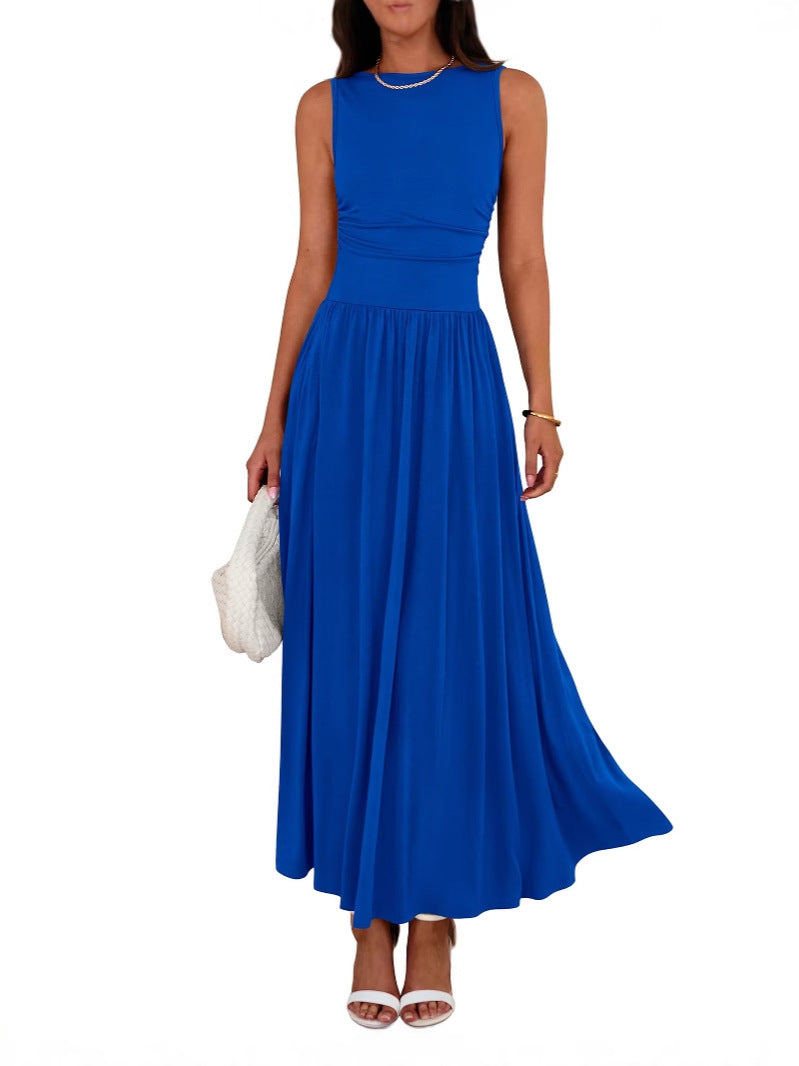Grace™- Chic Sleeveless Ruched High-Waisted Maxi Dress