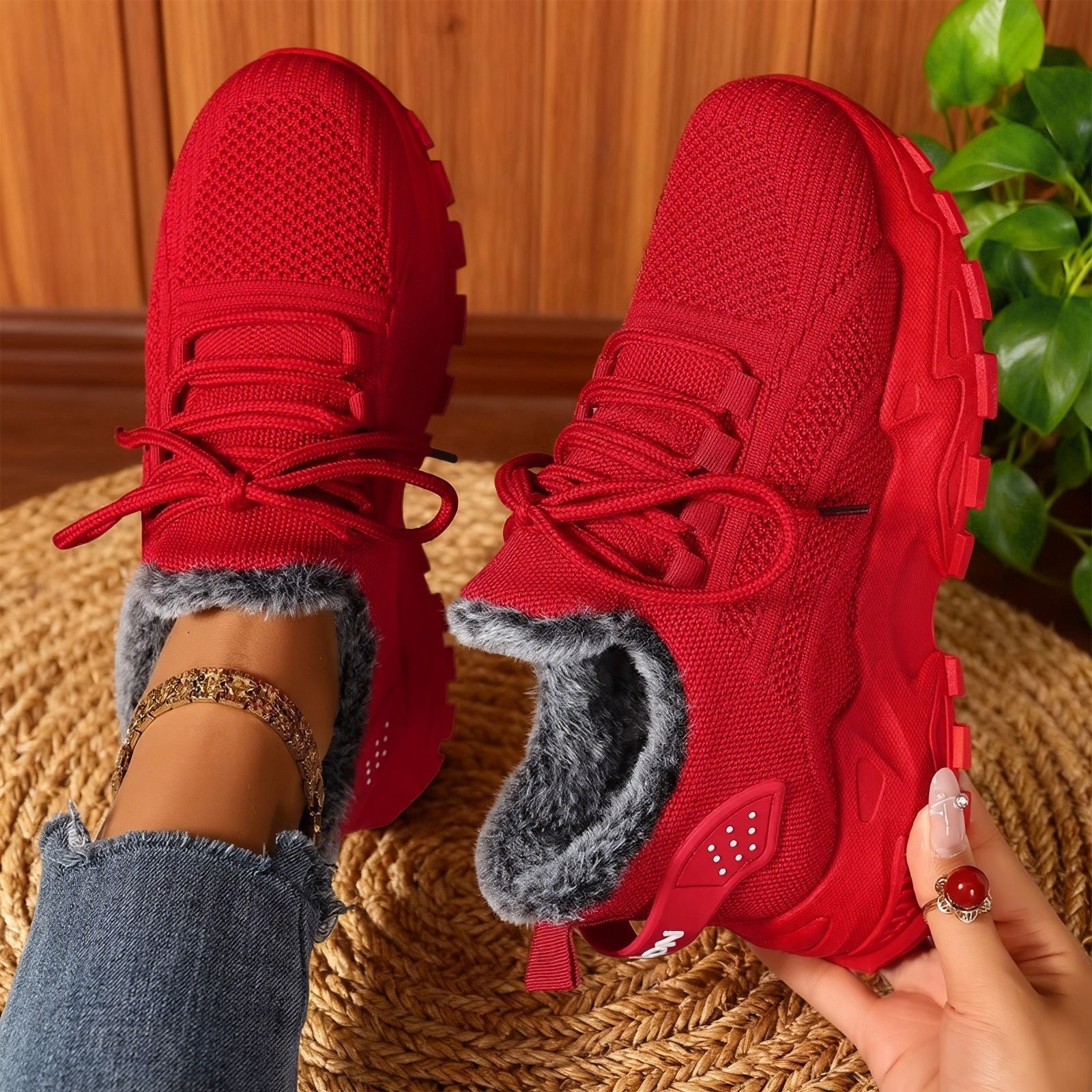 Grace™ - Casual Fleece Lace-Up Lightweight Sneakers