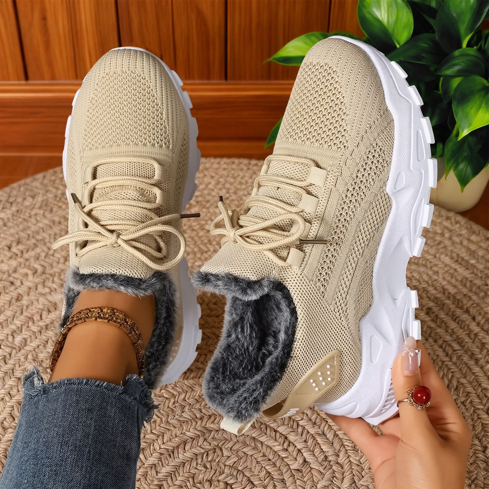 Grace™ - Casual Fleece Lace-Up Lightweight Sneakers