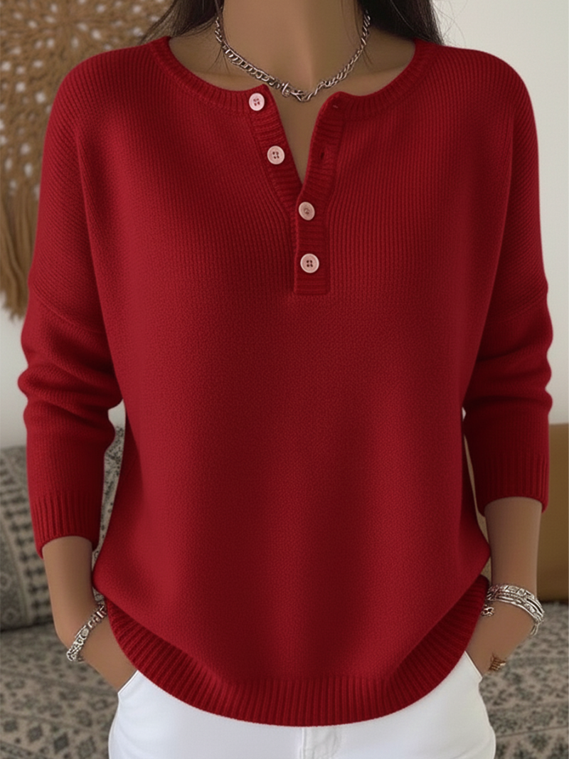 Grace™ - Soft sweater with button detail