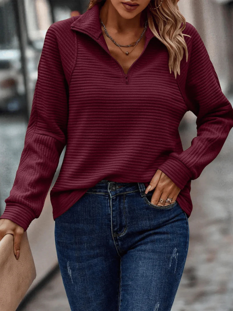 Grace™ Ribbed Half-Zip Sweater