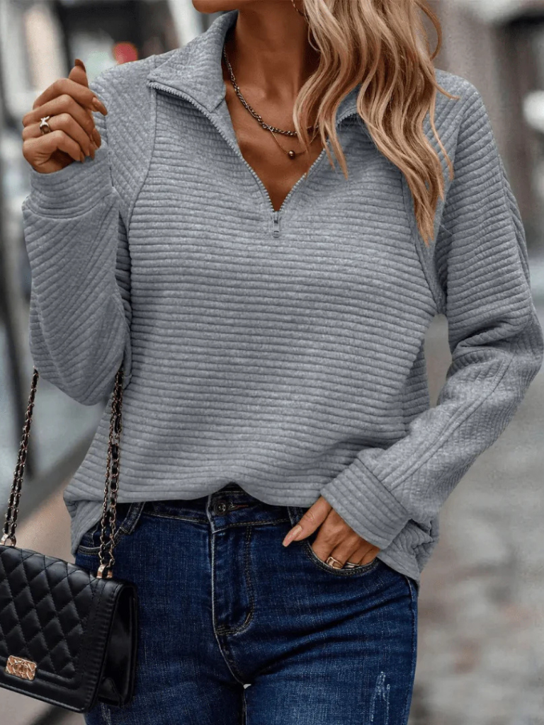 Grace™ Ribbed Half-Zip Sweater