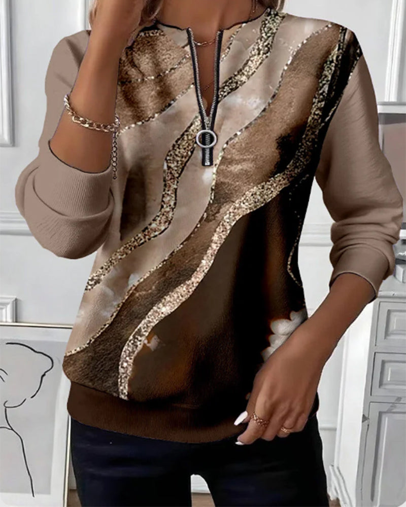 Grace™ - Half-Zip Sweatshirt With Vintage Print