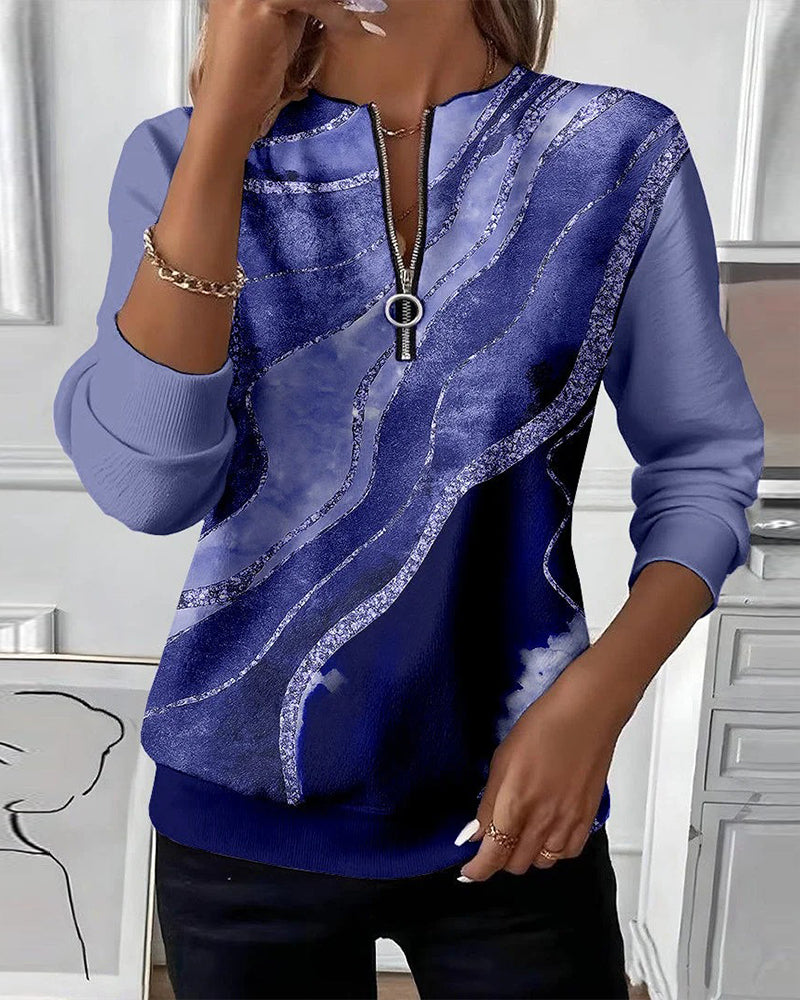 Grace™ - Half-Zip Sweatshirt With Vintage Print