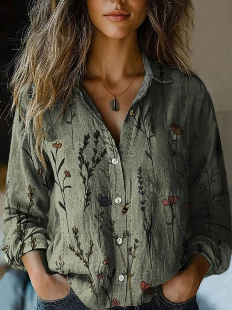 Grace™ Retro Long-Sleeve Blouse