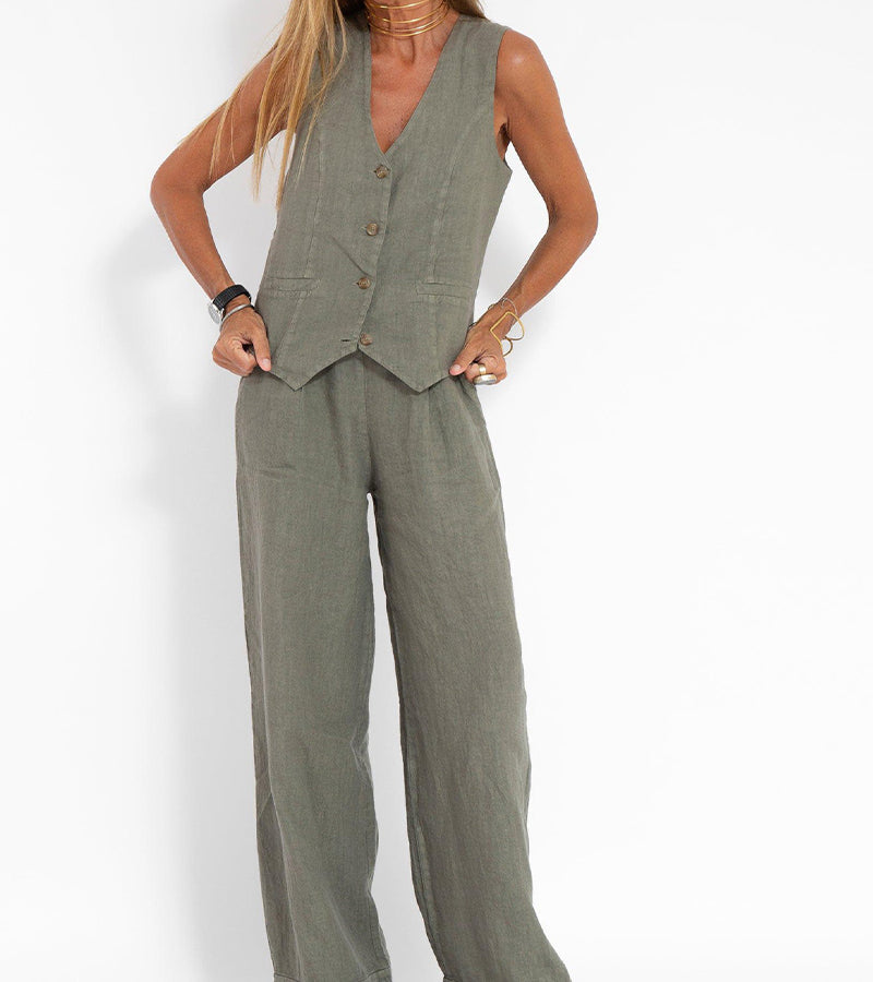 Grace™ | Buttoned Vest and Wide Pants