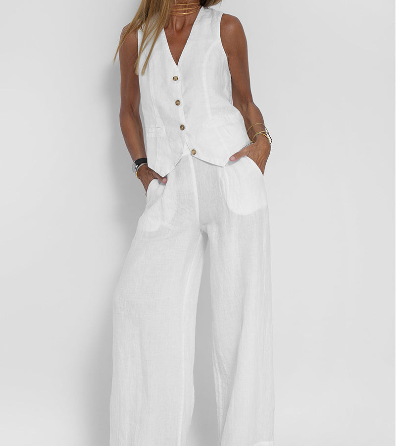 Grace™ | Buttoned Vest and Wide Pants
