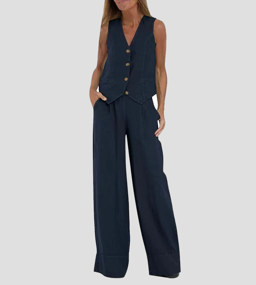 Grace™ | Buttoned Vest and Wide Pants
