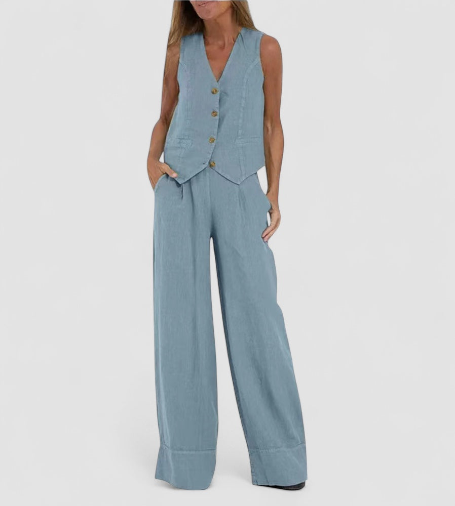 Grace™ | Buttoned Vest and Wide Pants