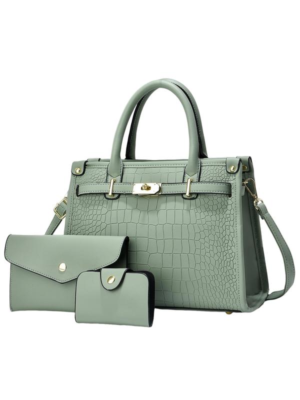 Grace™ - Crocodile Embossed PU Leather Large Capacity Handbag Set