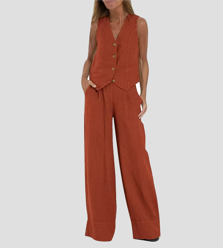 Grace™ | Buttoned Vest and Wide Pants
