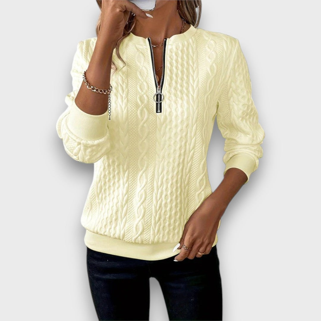 Grace™ - Cable-Knit Zip Front Sweater