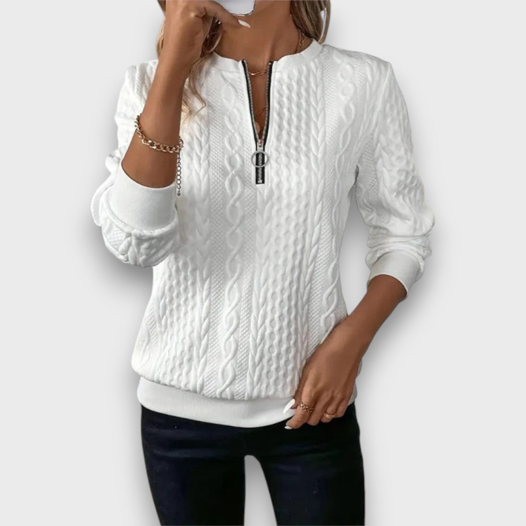 Grace™ - Cable-Knit Zip Front Sweater