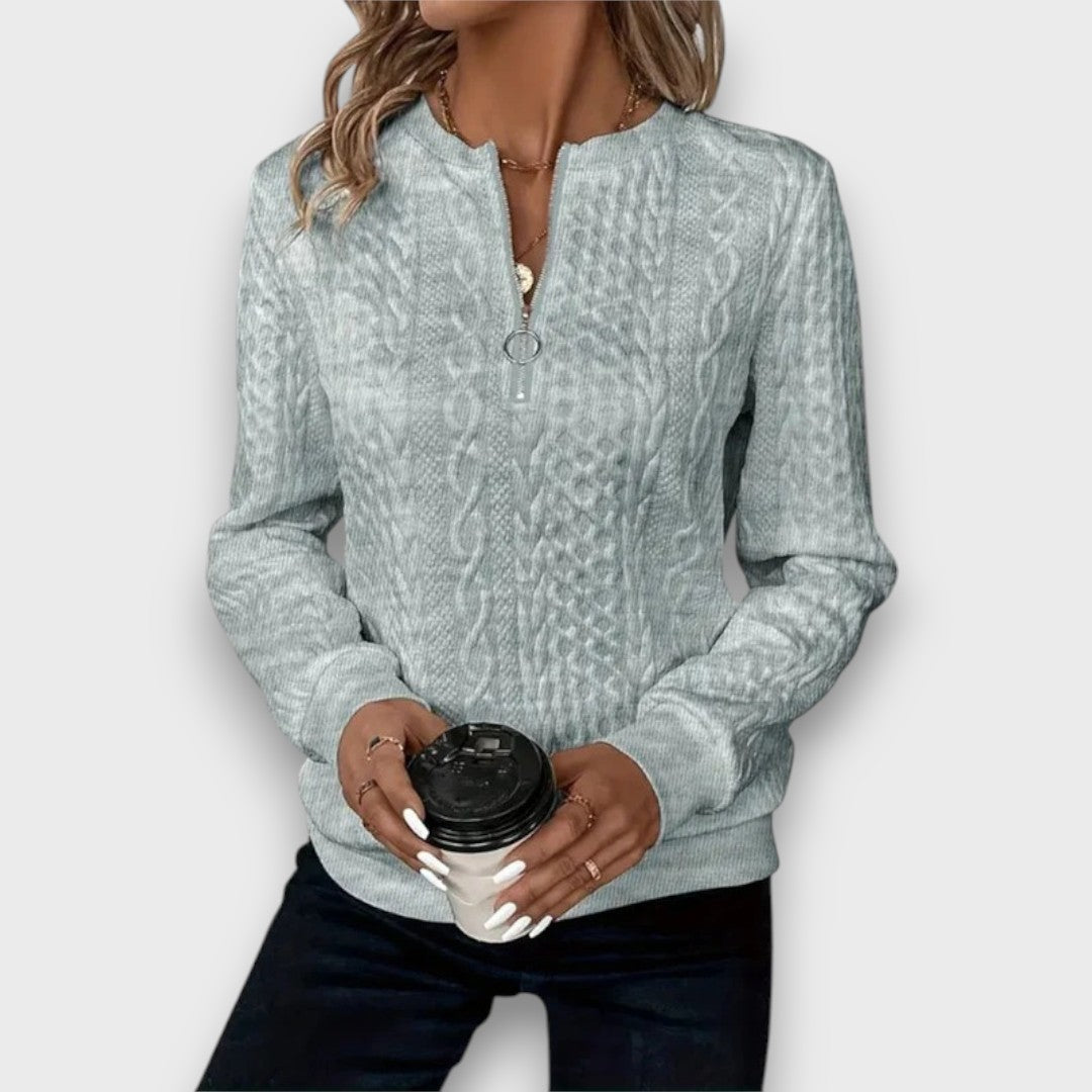 Grace™ - Cable-Knit Zip Front Sweater